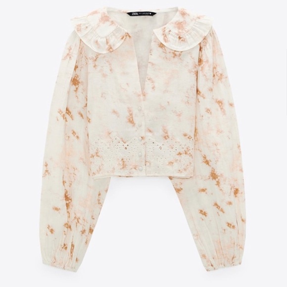 ZARA ECRU TIE DYE CROP TOP - Picture 3 of 11